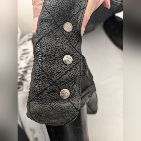 Rare! Chanel Quilted CC Over The Knee Black Leather Boots Size 10.5 US Women - Picture 11 of 16